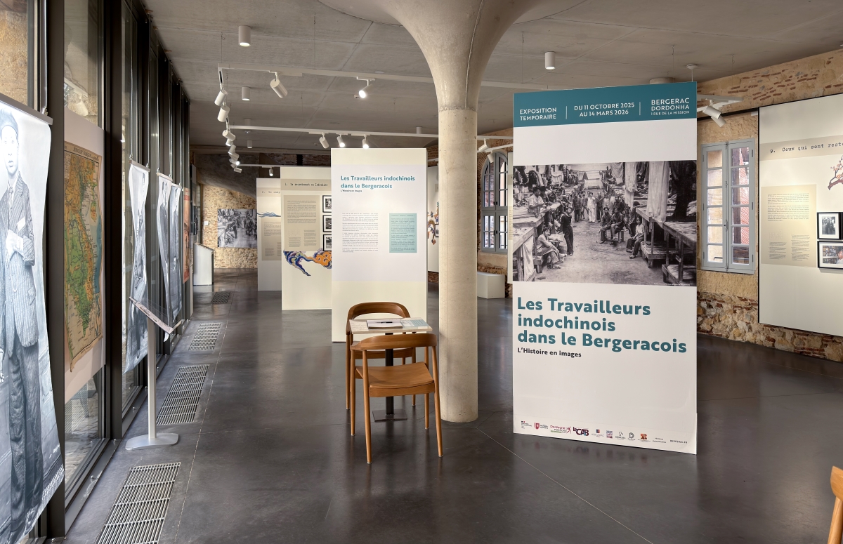 Exposition à Bergerac Travailleurs indochinois Pierre DAUM et Michel LECAT - Vue d'ensemble